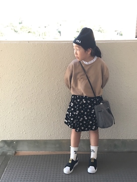 「花柄スカート」｜sarraaanさん（キッズ・120cm）の秋コーディネート