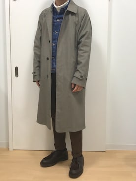 「MONKEY TIME（モンキータイム）のアイテム（ステンカラーコート）」を使った、Sophさん（メンズ・168cm）の冬コーディネート
