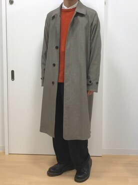 「MONKEY TIME（モンキータイム）のアイテム（ステンカラーコート）」を使った、Sophさん（メンズ・168cm）の春コーディネート
