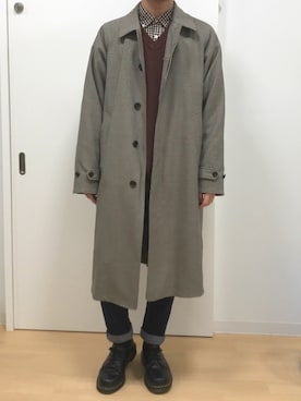 「MONKEY TIME（モンキータイム）のアイテム（ステンカラーコート）」を使った、Sophさん（メンズ・168cm）の春コーディネート