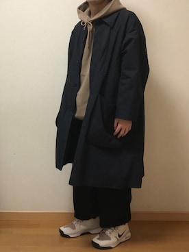 「my beautiful landlet（マイビューティフルランドレット）のアイテム（ステンカラーコート）」を使った、Sophさん（メンズ・168cm）の秋コーディネート