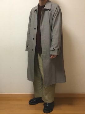 「MONKEY TIME（モンキータイム）のアイテム（ステンカラーコート）」を使った、Sophさん（メンズ・168cm）の冬コーディネート
