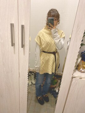 「NANO universe（ナノユニバース）のアイテム（モカシン/デッキシューズ）」を使った、fumi🌻さん（レディース・153cm）の冬コーディネート