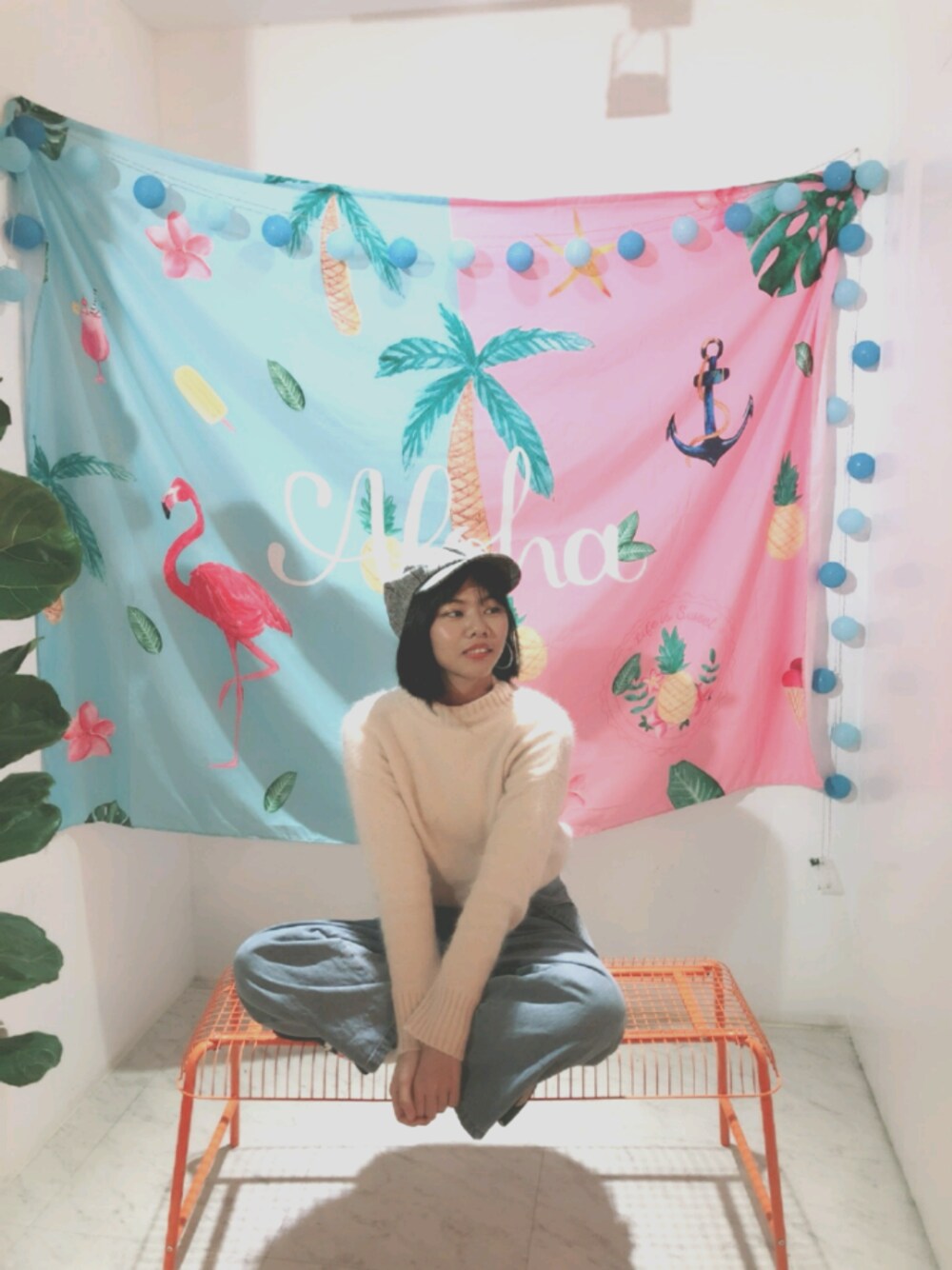 「ootd」｜「QUEEN SHOPのアイテム（ニット/セーター、ベージュ系）」を使った、wenyu ⭐さん（レディース・164cm）の春コーディネートの1枚目の写真