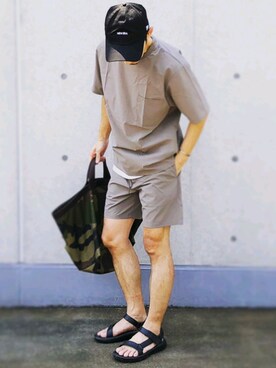 Herve Chapelier エルベシャプリエ のトートバッグを使ったメンズ人気ファッションコーディネート Wear