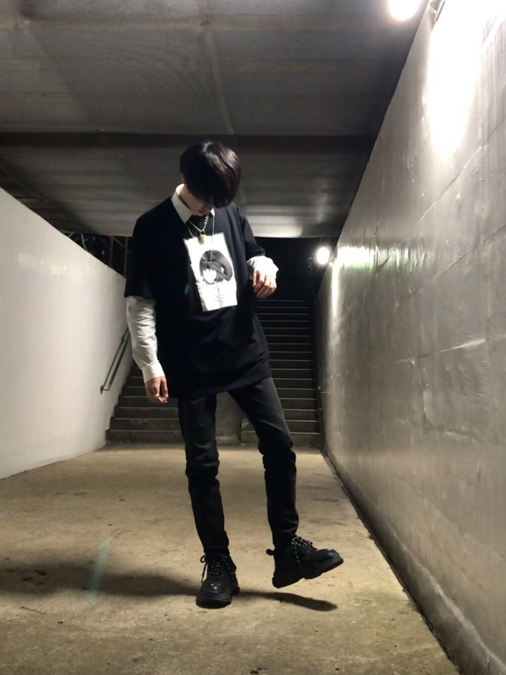 Tシャツ/カットソー(七分/長袖)夕海 0.14 hao 黒 ロンT XXL - Tシャツ