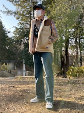 「Abercrombie&Fitch（アバークロンビーアンドフィッチ）のアイテム（デニムパンツ）」を使った、いのっちさん（メンズ・178cm）の冬コーディネート