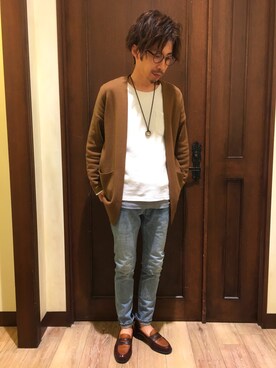 「Right-on（ライトオン）のアイテム（カーディガン/ボレロ）」を使った、tsubasaさん（メンズ・173cm）の冬コーディネート