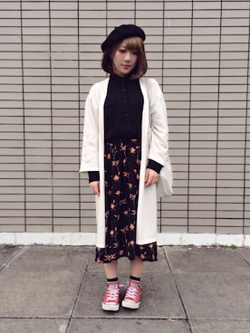 「CECIL McBEE（セシルマクビー）のアイテム（ハンチング/ベレー帽）」を使った、Mizuumiさん（レディース・150cm）の春コーディネート