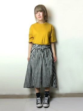 「CONVERSE（コンバース）のconverse コンバース ALL STAR HI オールスター ハイ 3206 BLACK(US)（スニーカー）」を使った、Mizuumiさん（レディース・150cm）の春コーディネート