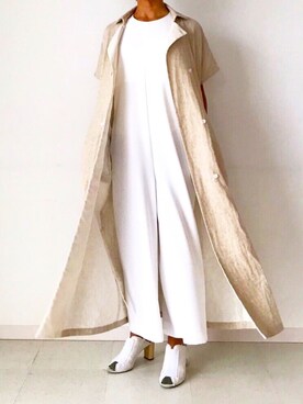「シャツワンピース」｜「アイテム（オールインワン・サロペット）」を使った、sanさん（レディース・161cm）の夏コーディネート