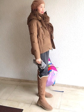 「デサント」｜「アイテム（ダウンジャケット/コート）」を使った、sanさん（レディース・161cm）の冬コーディネート