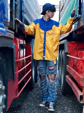 「Panamaboy（パナマボーイ）のアイテム（パンツ）」を使った、  風早ゆうたさん（メンズ・184cm）の春コーディネート