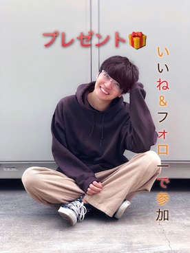 「アイテム（メガネ、ホワイト系）」を使った、  風早ゆうたさん（メンズ・184cm）の秋コーディネート