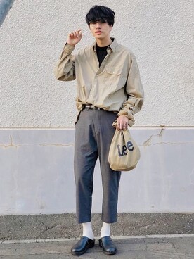 「JINS（ジンズ）のアイテム」を使った、  風早ゆうたさん（メンズ・184cm）の秋コーディネート