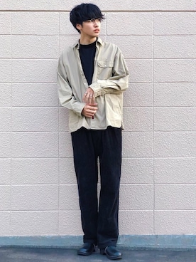 「JINS（ジンズ）のアイテム」を使った、  風早ゆうたさん（メンズ・184cm）の秋コーディネート