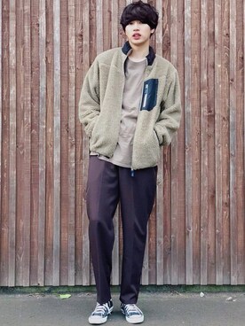 「FRUIT OF THE LOOM（フルーツオブザルーム）のアイテム（トップス）」を使った、  風早ゆうたさん（メンズ・184cm）の秋コーディネート