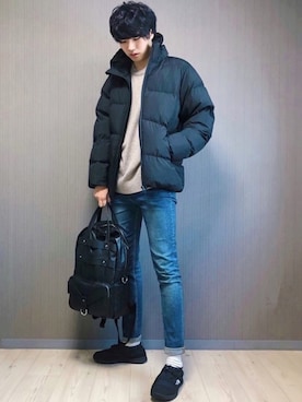 「GU（ジーユー）のアイテム（ブルゾン）」を使った、  風早ゆうたさん（メンズ・184cm）の冬コーディネート