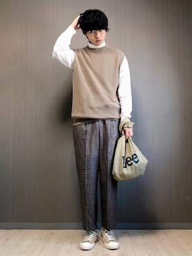 「Lee（リー）のアイテム（バッグ）」を使った、  風早ゆうたさん（メンズ・184cm）の冬コーディネート