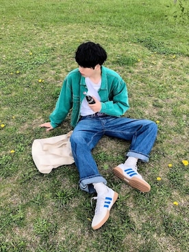 「Champion（チャンピオン）のアイテム（Tシャツ/カットソー）」を使った、  風早ゆうたさん（メンズ・184cm）の春コーディネート