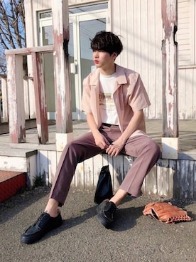 「SLACK FOOTWEAR（スラックフットウェア）のアイテム（スニーカー）」を使った、  風早ゆうたさん（メンズ・184cm）の春コーディネート
