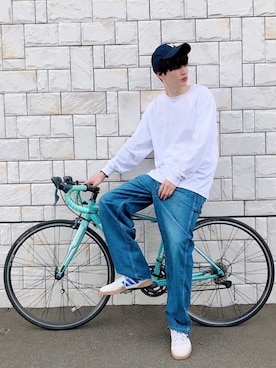 「Champion（チャンピオン）のアイテム（Tシャツ/カットソー）」を使った、  風早ゆうたさん（メンズ・184cm）の春コーディネート