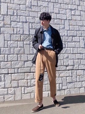 「GLOSTER（グロスター）のアイテム」を使った、  風早ゆうたさん（メンズ・184cm）の春コーディネート