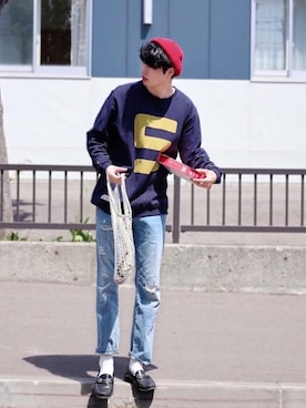 「Champion（チャンピオン）のアイテム（帽子）」を使った、  風早ゆうたさん（メンズ・184cm）の春コーディネート