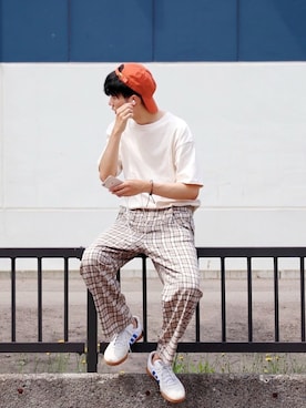「THE CASUAL（カジュアル）のアイテム（パンツ）」を使った、  風早ゆうたさん（メンズ・184cm）の夏コーディネート