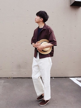 「Champion（チャンピオン）のアイテム（Tシャツ/カットソー）」を使った、  風早ゆうたさん（メンズ・184cm）の夏コーディネート