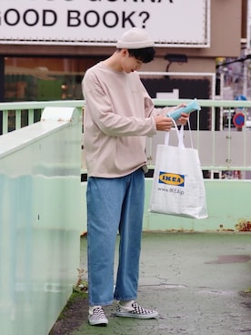 「VANS（バンズ）のアイテム（スリッポン）」を使った、  風早ゆうたさん（メンズ・184cm）の秋コーディネート