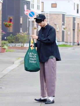 「SILAS（サイラス）のS CAP（キャップ）」を使った、  風早ゆうたさん（メンズ・184cm）の秋コーディネート