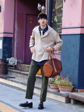 「SVEC（シュベック）のアイテム」を使った、  風早ゆうたさん（メンズ・184cm）の秋コーディネート