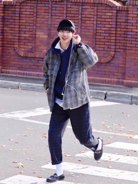 「Champion（チャンピオン）のアイテム（レッグウェア）」を使った、  風早ゆうたさん（メンズ・184cm）の秋コーディネート