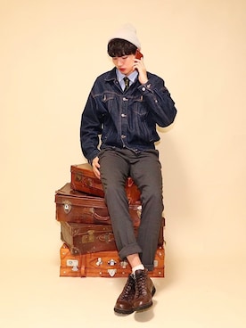 「THE CASUAL（カジュアル）のアイテム（パンツ）」を使った、  風早ゆうたさん（メンズ・184cm）の冬コーディネート