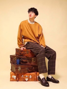 「epnok（エプノック）のアイテム（スウェット）」を使った、  風早ゆうたさん（メンズ・184cm）の冬コーディネート