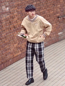 「ZIP FIVE（ジップファイブ）のアイテム（ブルゾン）」を使った、  風早ゆうたさん（メンズ・184cm）の冬コーディネート