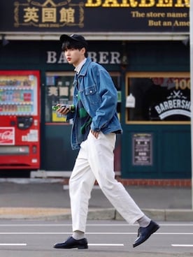 「SILAS（サイラス）のS CAP（キャップ）」を使った、  風早ゆうたさん（メンズ・184cm）の春コーディネート