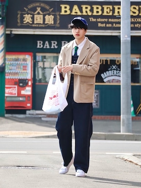 「FRED PERRY（フレッドペリー）のアイテム（スニーカー）」を使った、  風早ゆうたさん（メンズ・184cm）の春コーディネート