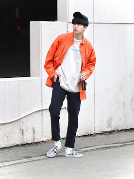 「RAGEBLUE（レイジブルー）のアイテム（Tシャツ/カットソー）」を使った、  風早ゆうたさん（メンズ・184cm）の春コーディネート