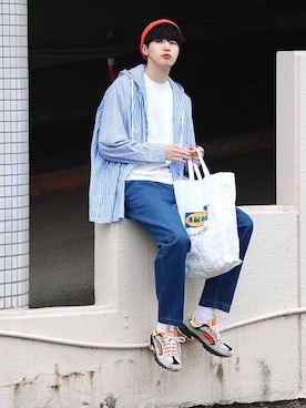 「SKECHERS（スケッチャーズ）のアイテム」を使った、  風早ゆうたさん（メンズ・184cm）の春コーディネート