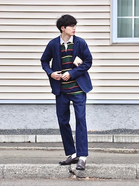 「417 EDIFICE（フォーワンセブンエディフィス）のアイテム（セットアップ）」を使った、  風早ゆうたさん（メンズ・184cm）の春コーディネート
