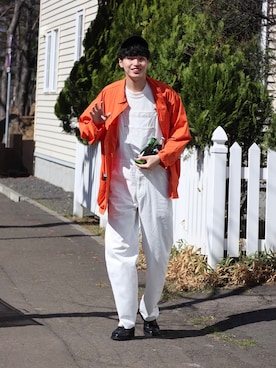 「KANGOL（カンゴール）のアイテム（オールインワン・サロペット）」を使った、  風早ゆうたさん（メンズ・184cm）の春コーディネート