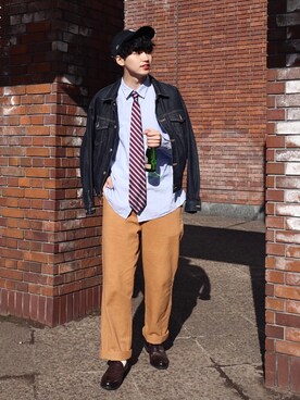 「GLOSTER（グロスター）のアイテム」を使った、  風早ゆうたさん（メンズ・184cm）の春コーディネート