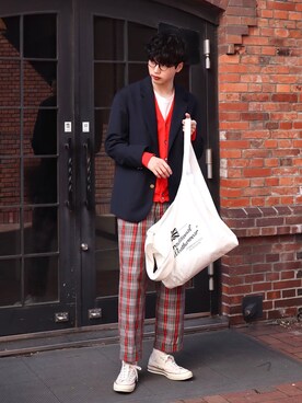 「COMME　CA COMMUNE（コムサコミューン）のアイテム」を使った、  風早ゆうたさん（メンズ・184cm）の春コーディネート