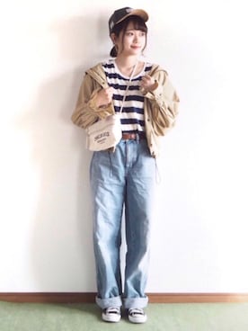 「override 」｜「アイテム（その他）」を使った、のこさん（レディース・161cm）の春コーディネート