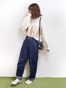 「ハニーズ」｜「アイテム（ブルゾン）」を使った、のこさん（レディース・161cm）の冬コーディネート