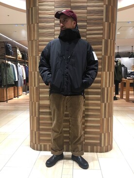「BURLAP OUTFITTER（バーラップアウトフィッター）のアイテム（ダウンジャケット/コート）」を使った、horieさん（メンズ・170cm）の冬コーディネート