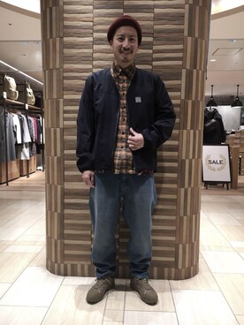 「MANASTASH（マナスタッシュ）のアイテム（デニムパンツ）」を使った、horieさん（メンズ・170cm）の冬コーディネート