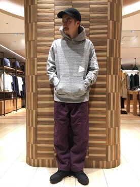 「and wander（アンドワンダー）のアイテム（パーカー）」を使った、horieさん（メンズ・170cm）の春コーディネート